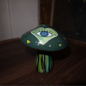 Whimsical Eye Design Ceramic Mushroom